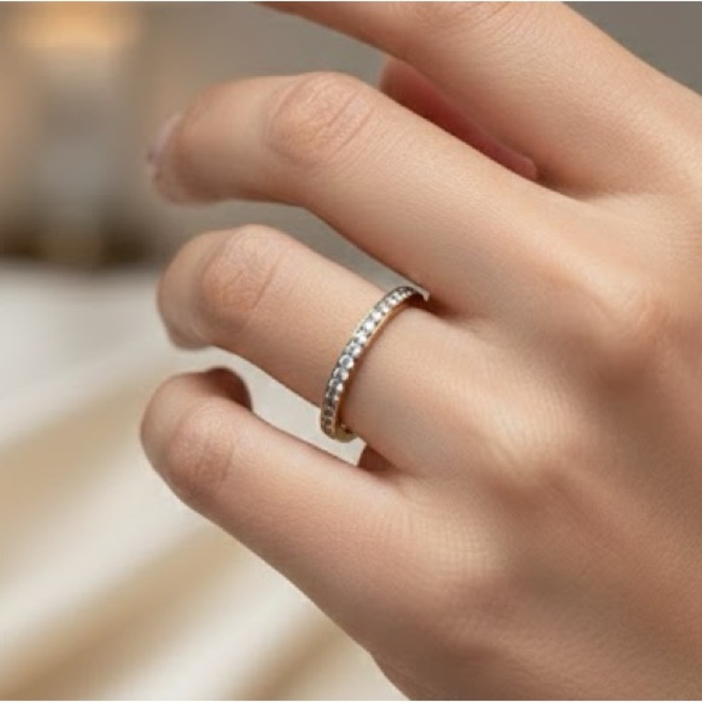 Brand New!! Stainless steel eternity band with zircon